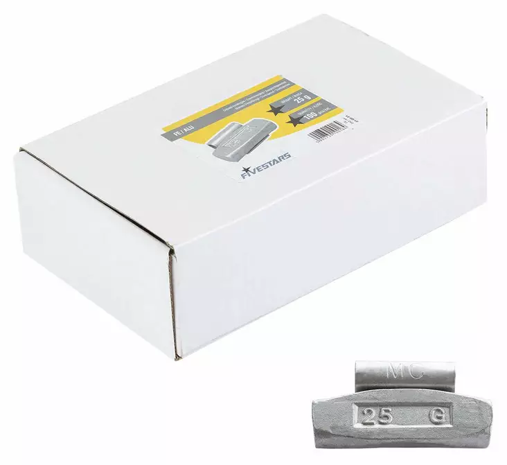 25 g lyöntipaino alumiinivanteelle ZN/FE, 100 KPL - Rengaspainot - 174 - 1