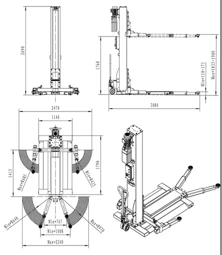 L-121F 1-pilarinostin, automaattinen lukituksen avaus, 2800kg, 230 V - 1-pilarinostimet - 405 - 2