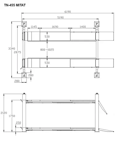 TUHA TN-455 4-pilarinostin, paineilmalukollinen, 5500kg, 400 V - 4-pilarinostimet - 836 - 2